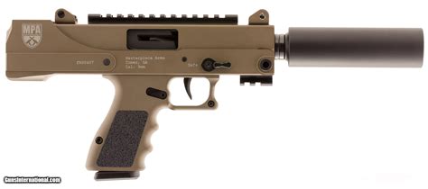 5" Threaded 1/2 x 28 Sights: Adjustable Front & Rear Finish: Cerakote Flat Dark Earth Weight: 8 lbs Features: - Side Cocker - Scope Mount - QD Socket for Single Point Sling System. . Masterpiece arms 9mm suppressor
